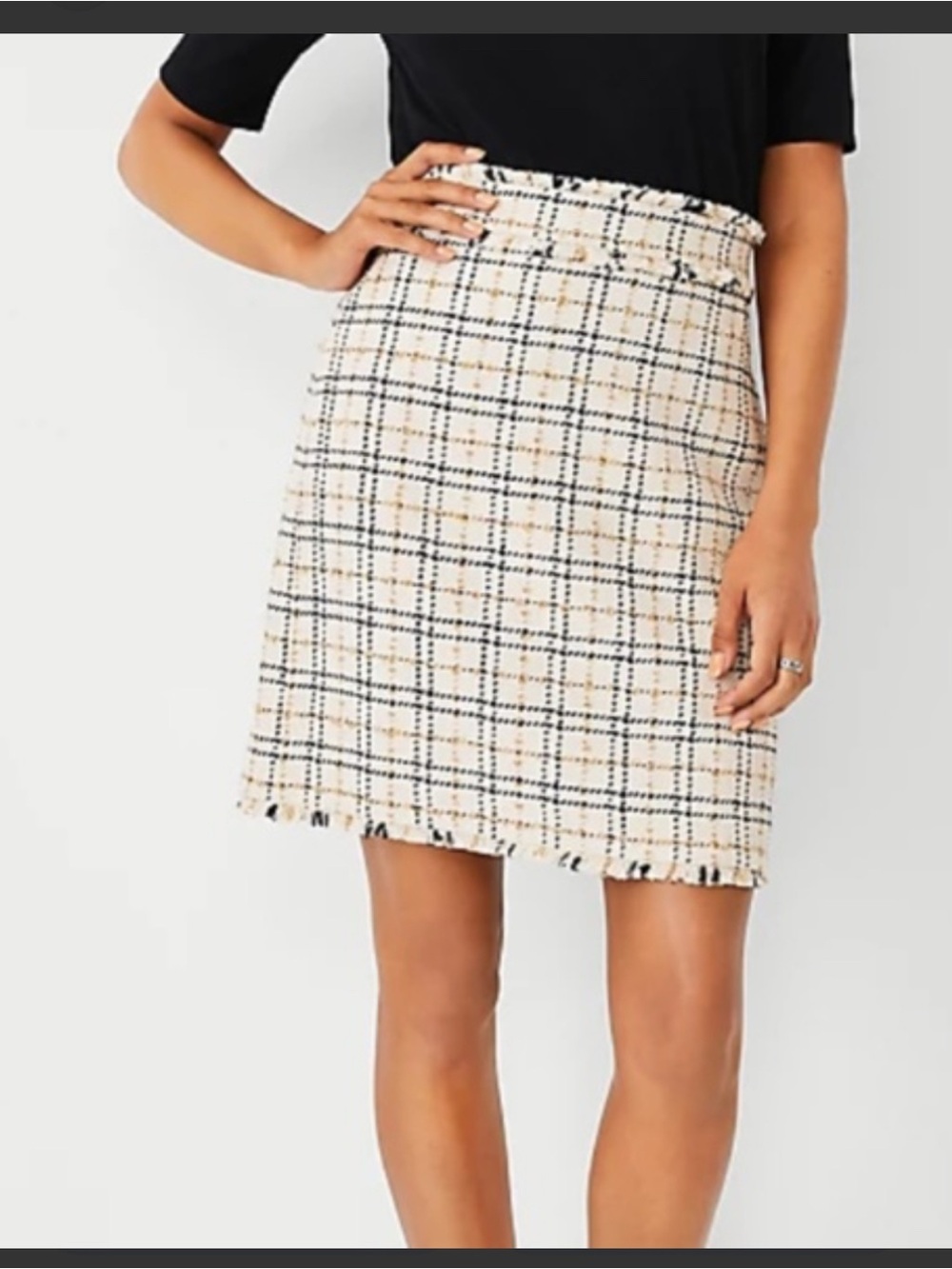 Ann Taylor Fringe Tweed A-Line Skirt